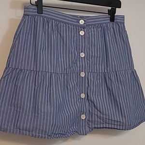 Madewell Bistro Striped‎ Mini Skirt .. Sz M .. Button Front